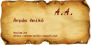 Árpás Anikó névjegykártya